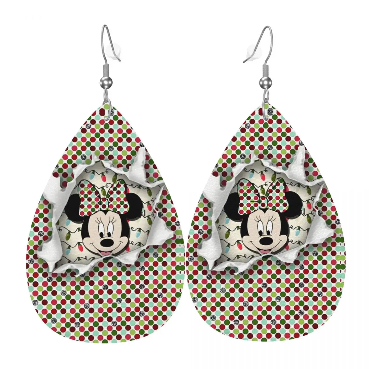 

Забавные кожаные серьги «Минни Маус» для женщин, в форме капли, ювелирные украшения