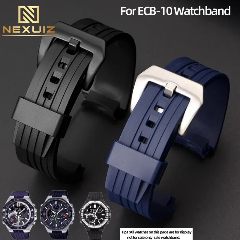 High Quality Rubber Watchband For Casio The Octagon Farm Oak ECB-10YP ECB-10YPB ECB-950 WatchStrap 20mm Convex Joint Accessories