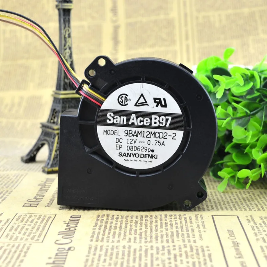 AA + FOR SANYO 9CM 9733 12V0.75A 9BAM12MCD2-2 Double Ball 4 Wire PWM Speed Control Turbine Fan