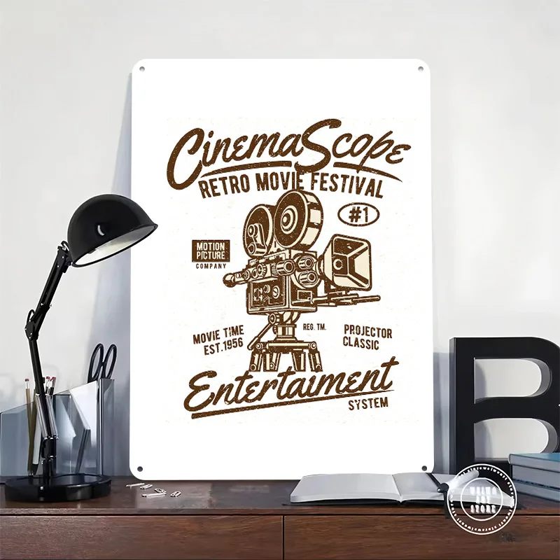 Cinema Scope 3D Printed Texture Poster Personalized Wall Art Retro Metal Tin Signs for Garage Accessories Luxury Decoration Home