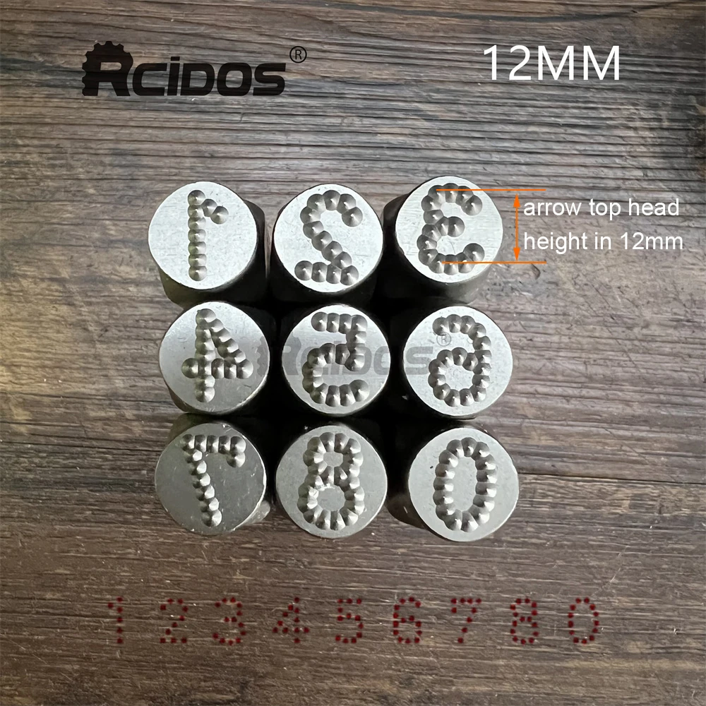 RCIDOS 12MM Numbers Dotted/lattice Motorbike,car chassis number stamp Steel word punch stamp/matrix stamp 0-8