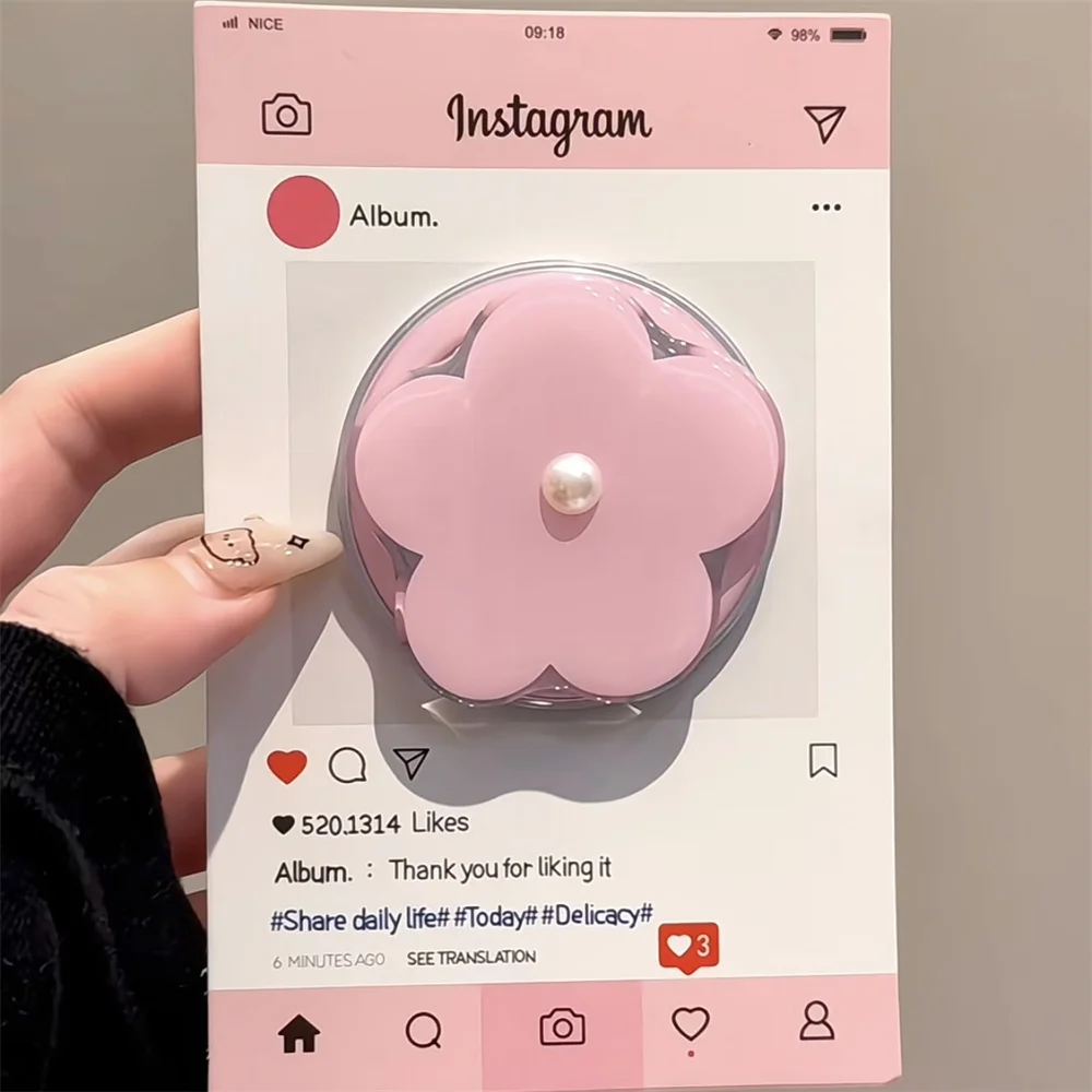 

Magnetic Phone Holder Korean Cute 3D Pink Pearl Blue Flower Griptok Finger Ring Stand for IPhone 1 Magsafe Accessories for Girls