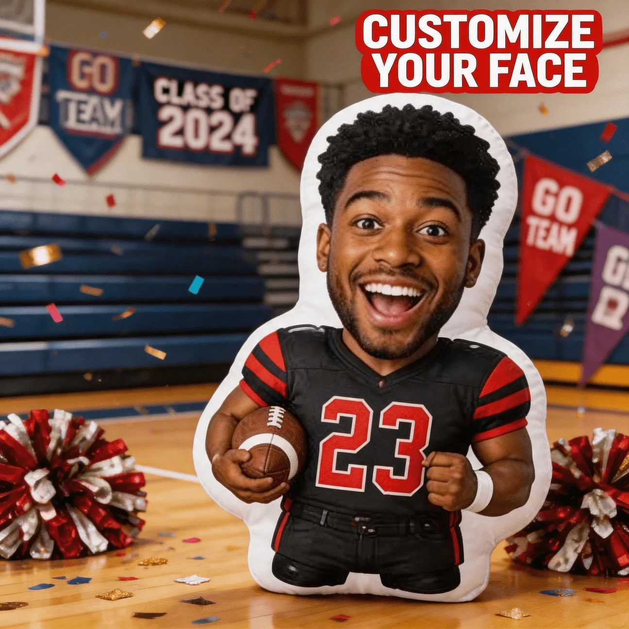 Personalized Football Jersey Pillow with Custom Photo/Name & Number 23 Design - Large Sofa Cushion Suitable for Adults, Number 2