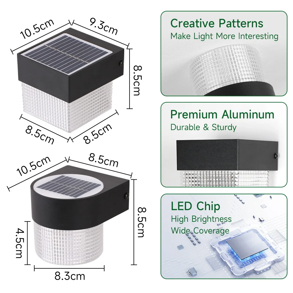 Солнечная светодиодная лампа, уличный водонепроницаемый настенный светильник, уличные фонари, наружное украшение сада, двор, крыльцо, дорожка, солнечный настенный светильник для дома