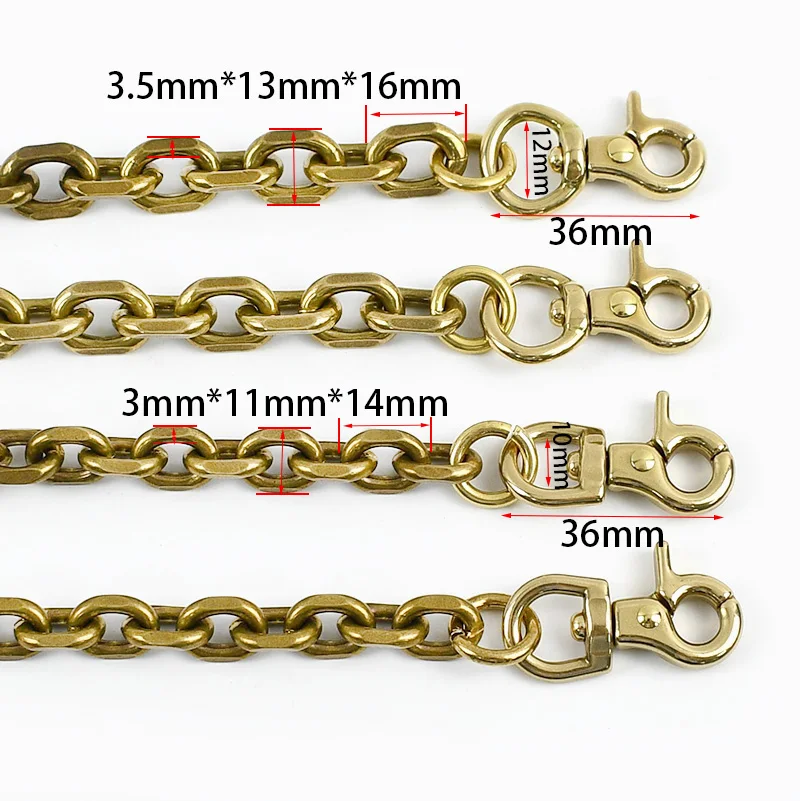 Meetee 50/100 سنتيمتر الصلبة النحاس سلسلة معدنية + 2 قطعة أبازيم حقيبة يد محفظة حزام ديكور سلاسل ربط مشبك ملحقات الأجهزة ذاتية الصنع