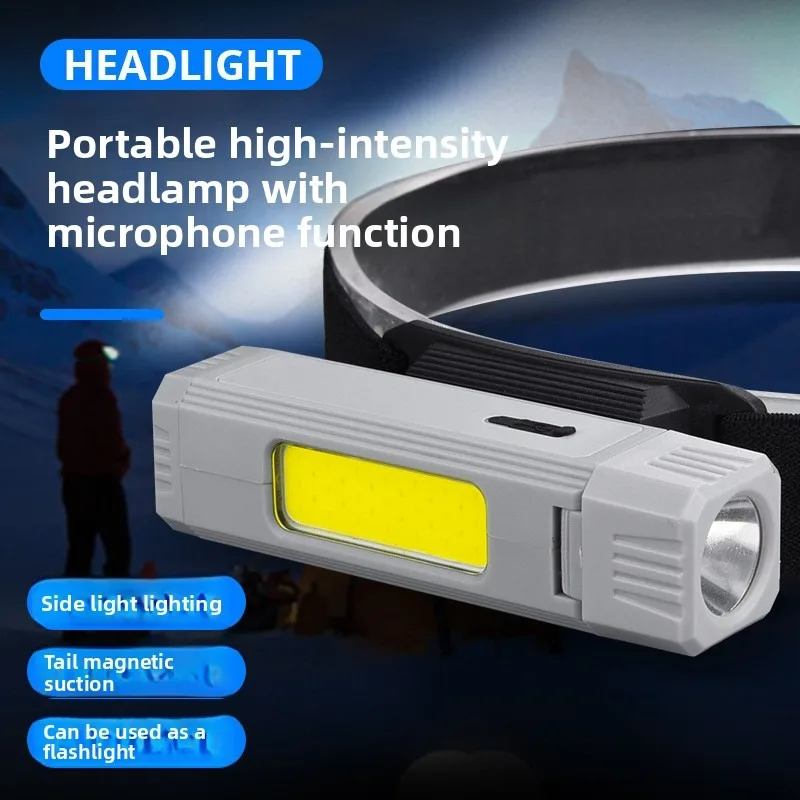 Lampe frontale COB d'extérieur : lampe de travail magnétique super lumineuse, longue durée pour le camping/réparation, lampe de poche multifonctionnelle détachable