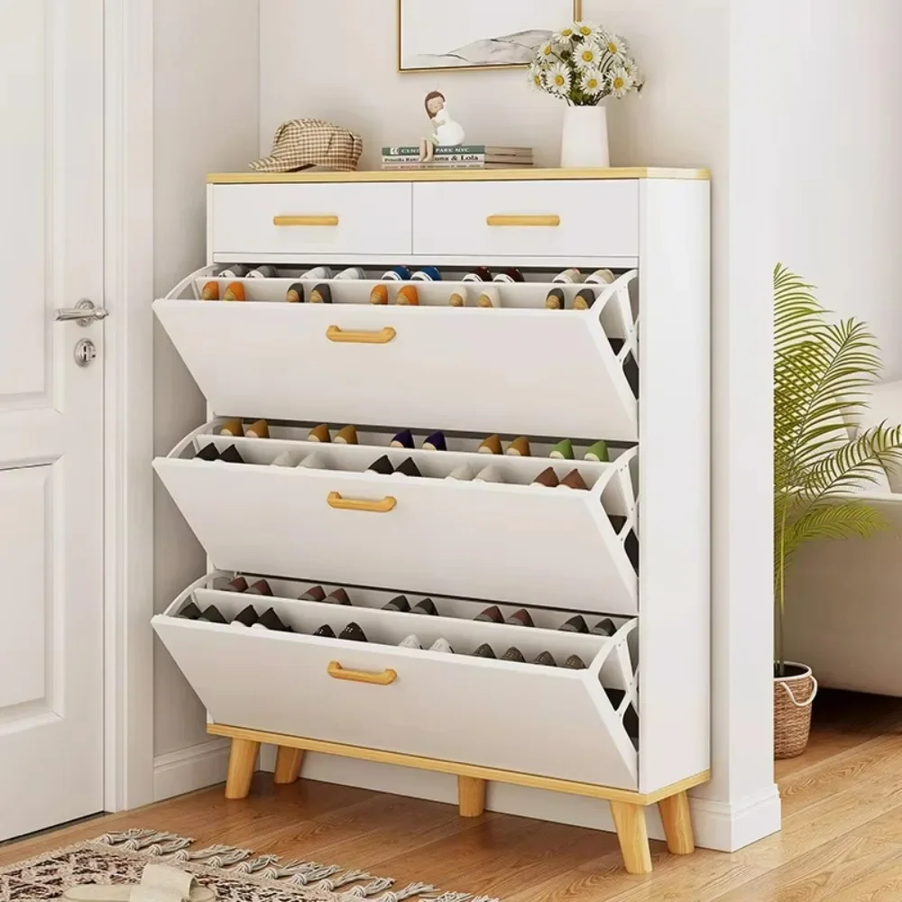 4 Tiers Entryway Entrance Home Furniture Wooden Slim Shoe Rack Storage Cabinet Organizer Shoe Cabinet for Home