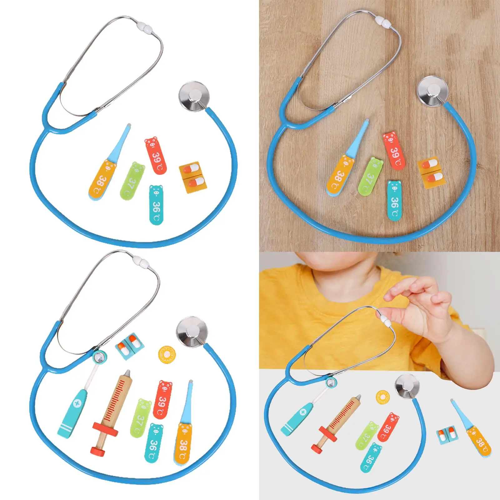 Kit de brinquedo médico de madeira hobbiewoo, adereços para brincar, brinquedos para casinha, presentes de aniversário