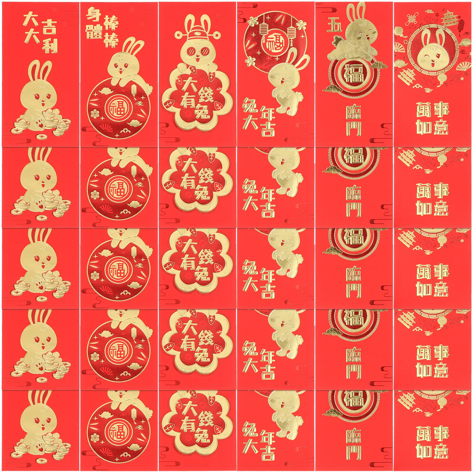 

30Pcs Exquisite Spring Festival Red Envelopes Traditional Chinese Pattern Money Holders for Holiday Celebration Delicate Red