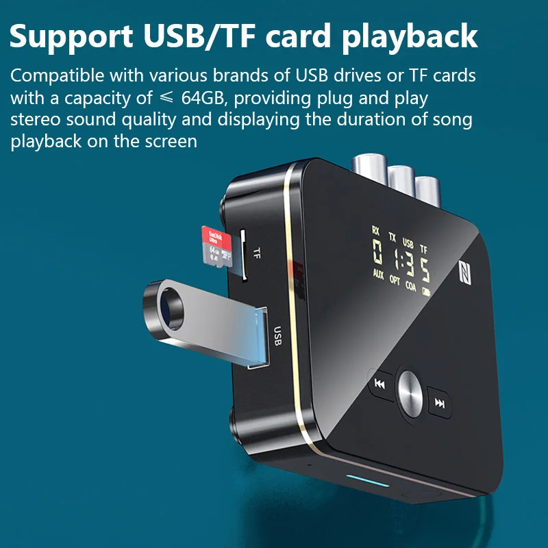بلوتوث 5.0 استقبال الارسال FM ستيريو AUX 3.5 مللي متر جاك RCA البصرية يدوي دعوة NFC اللاسلكية محول الصوت التلفزيون مكبر صوت للسيارة #5
