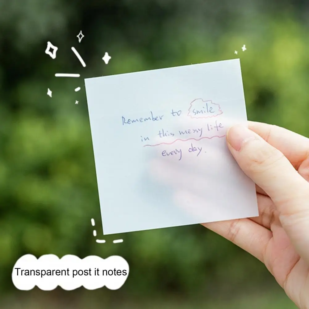 100 Sheets Memo Paper Self-Adhesive PET Portable Clear Writing Sticky Paper   Sticky Paper  Office Supplies