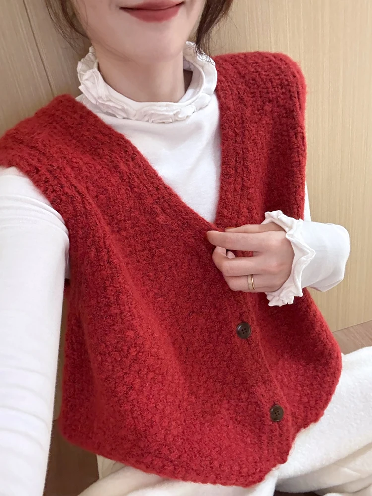 

Женский модный жилет-топ Ele Color для многослойных образов, корейский стиль, простой дизайн, новинка зимы