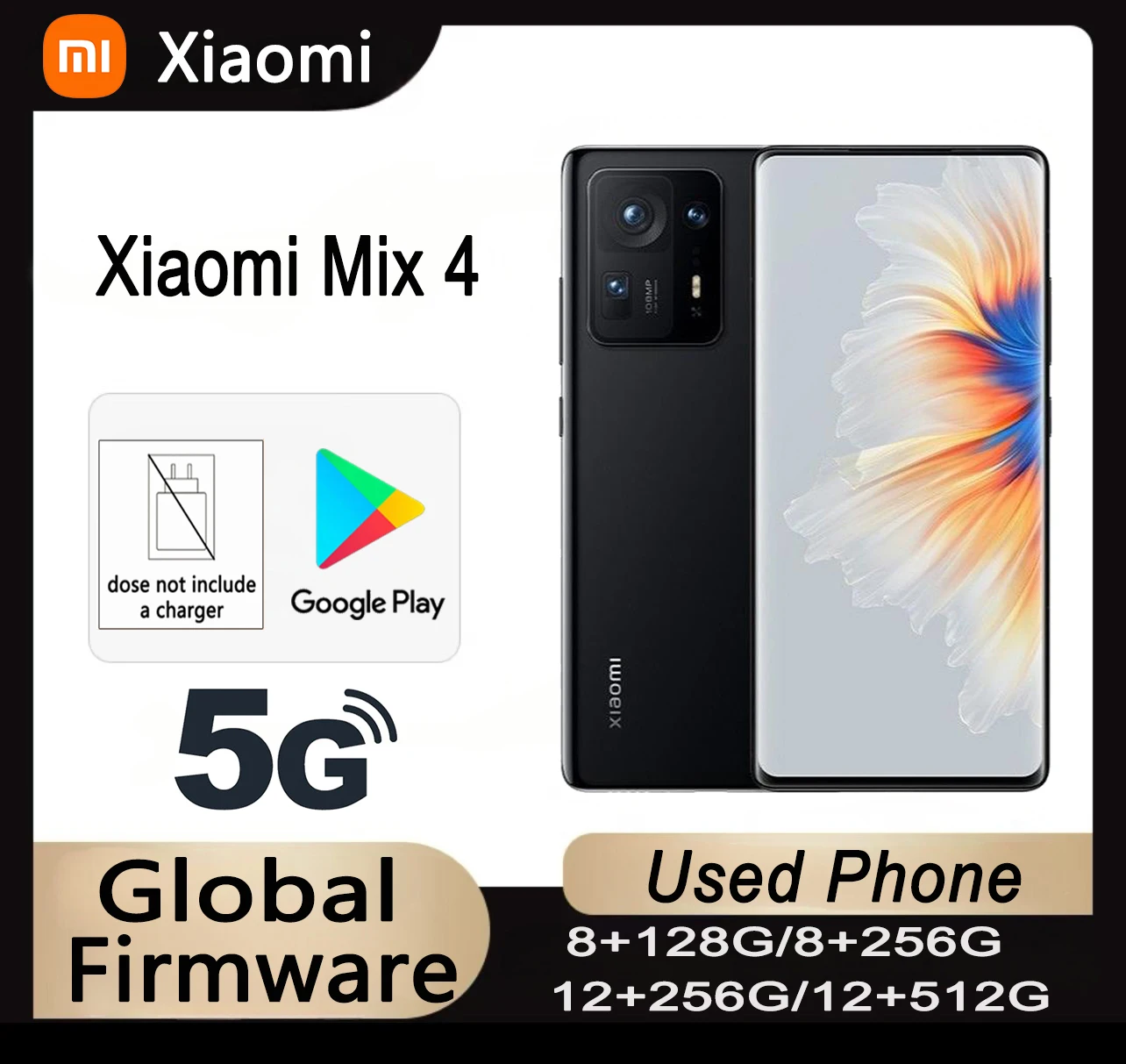 Global Firmware Xiaomi Mi MIX 4 5G Version smartphone HyperO1.0 Qualcomm Snapdragon 888Plus Full screen used phone