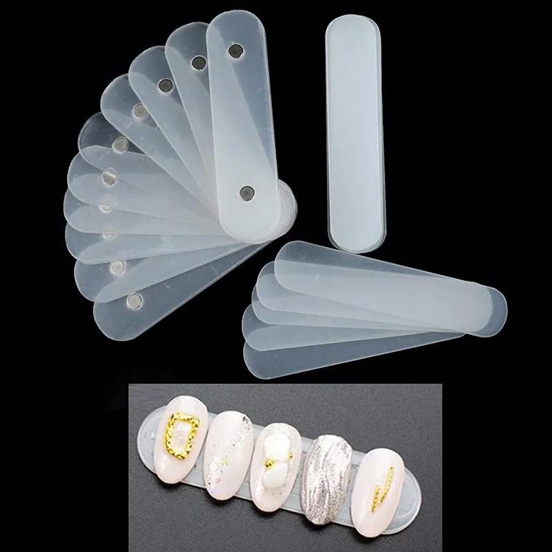 10/100PCS False Nail Tips Display Stand With Magnet Transparent Practice Acrylic Gel Polish Holder Strip Manicure Showing Tools