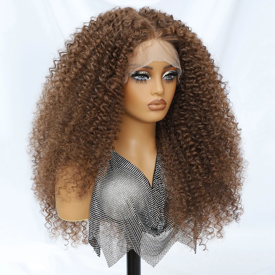 Ombre Zenzero T-Part Parrucche sintetiche del merletto 24 pollici Jerry Curl Parrucche 13x5x1.5 Rame nero Latisha Parrucca riccia del merletto per la donna Cosplay