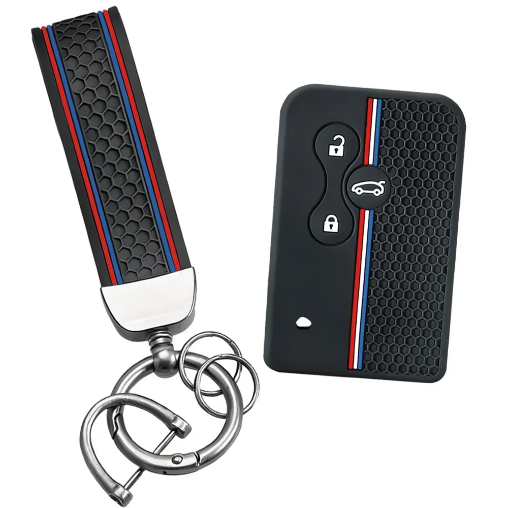 3 Buttons Bag Skin Silica Gel Card Car Key Cover Cap for Renault Clio Megane Grand Scenic Silicone Key Cover Case Holder Shell view 3