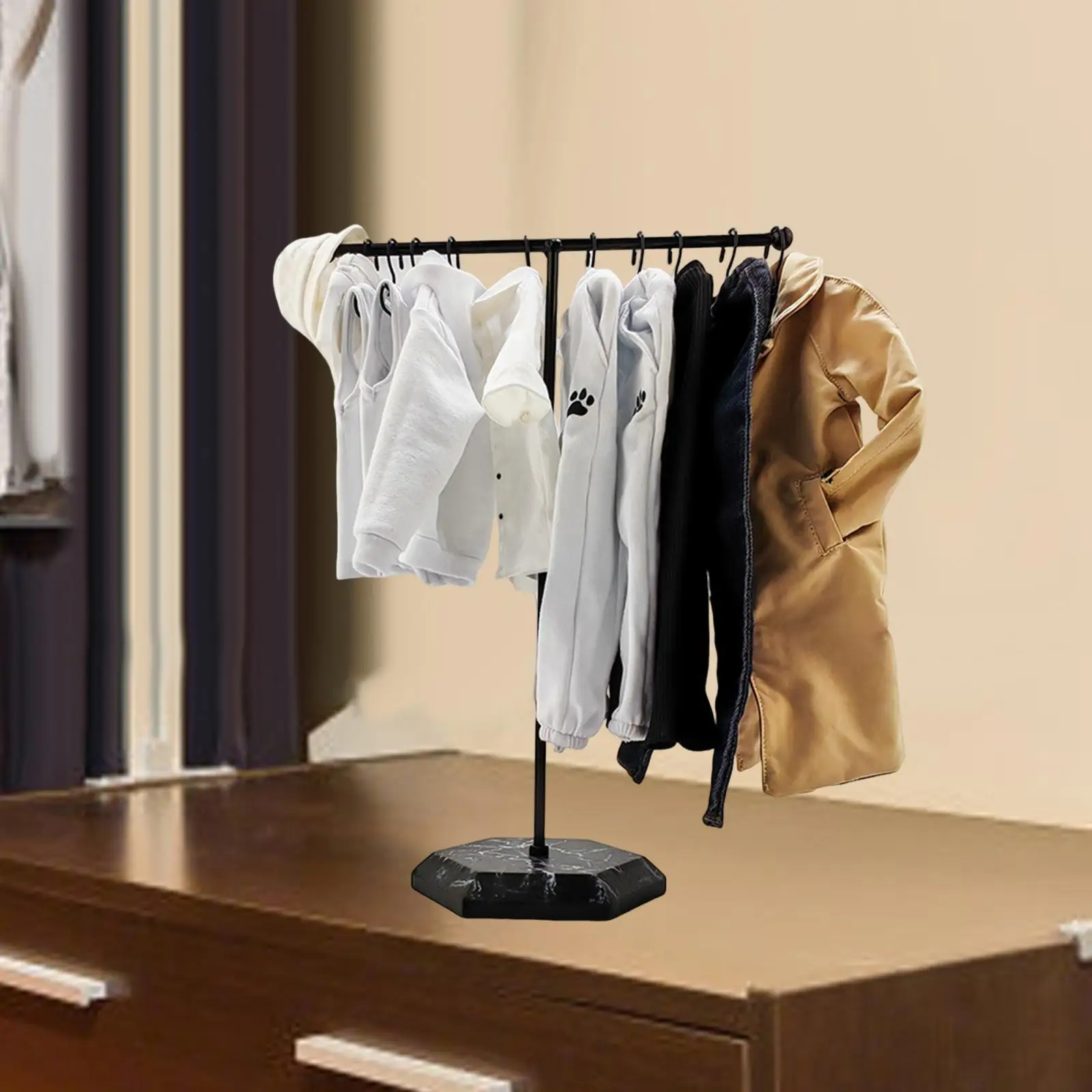 1/6 Scale Doll Garment Rack Mini for Photo Props Micro Landscape Dollhouse