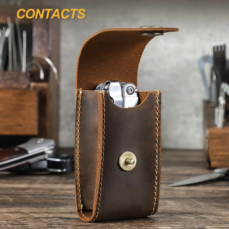 

HTS-CF9105 Retro Crazy Horse Leather Folding Knife Storage Cover, Fashionable Outdoor Tool Wear Resistant Leather Waist Bag