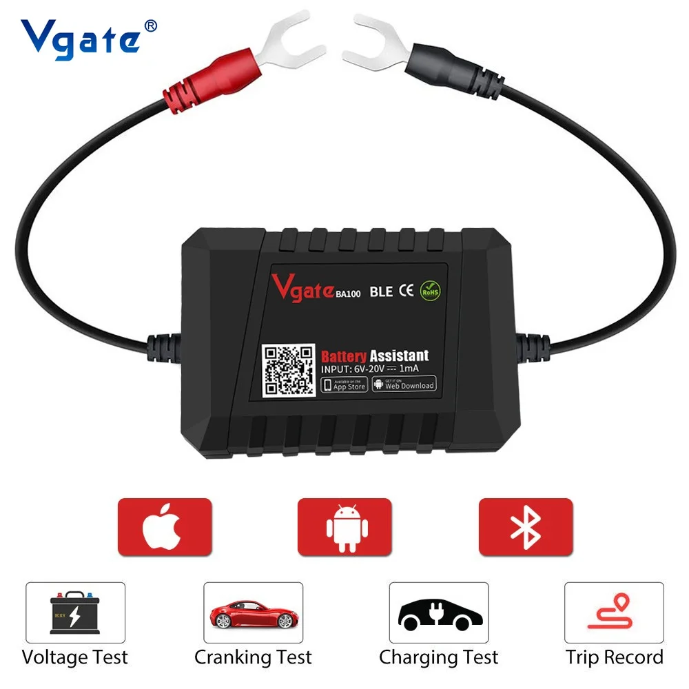 Vgate BA100 Voltage Car Battery Tester 12V For Android/IOS Automotive Circuit Analyzer Tester Bluetooth 4.0 Auto Battery Tester