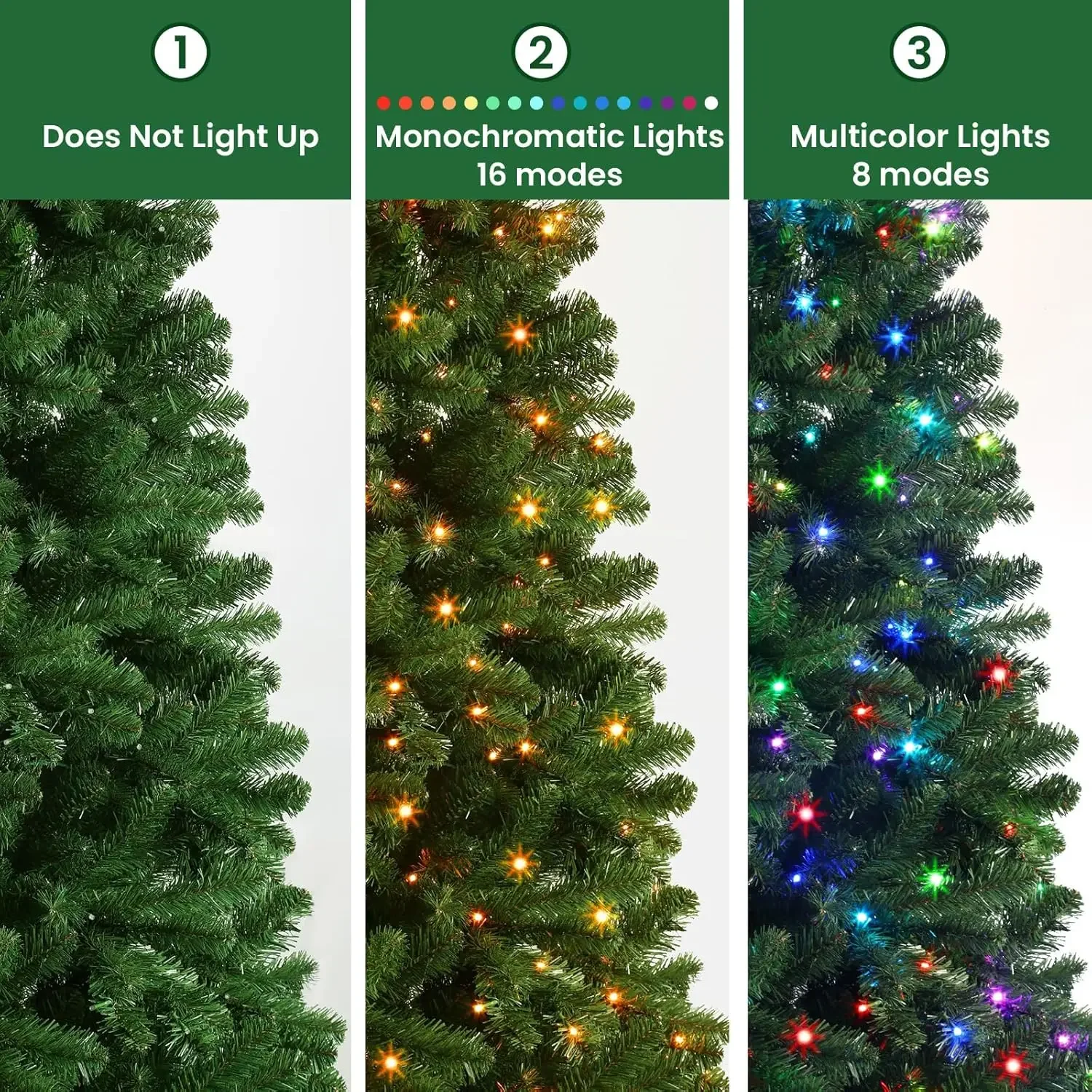 470 Multi-Color Changing RGB Lights, 1264 PVC Branch Tips, Remote Control 7.5 Feet Pre-Lit Tree for Xmas Decoration, Green