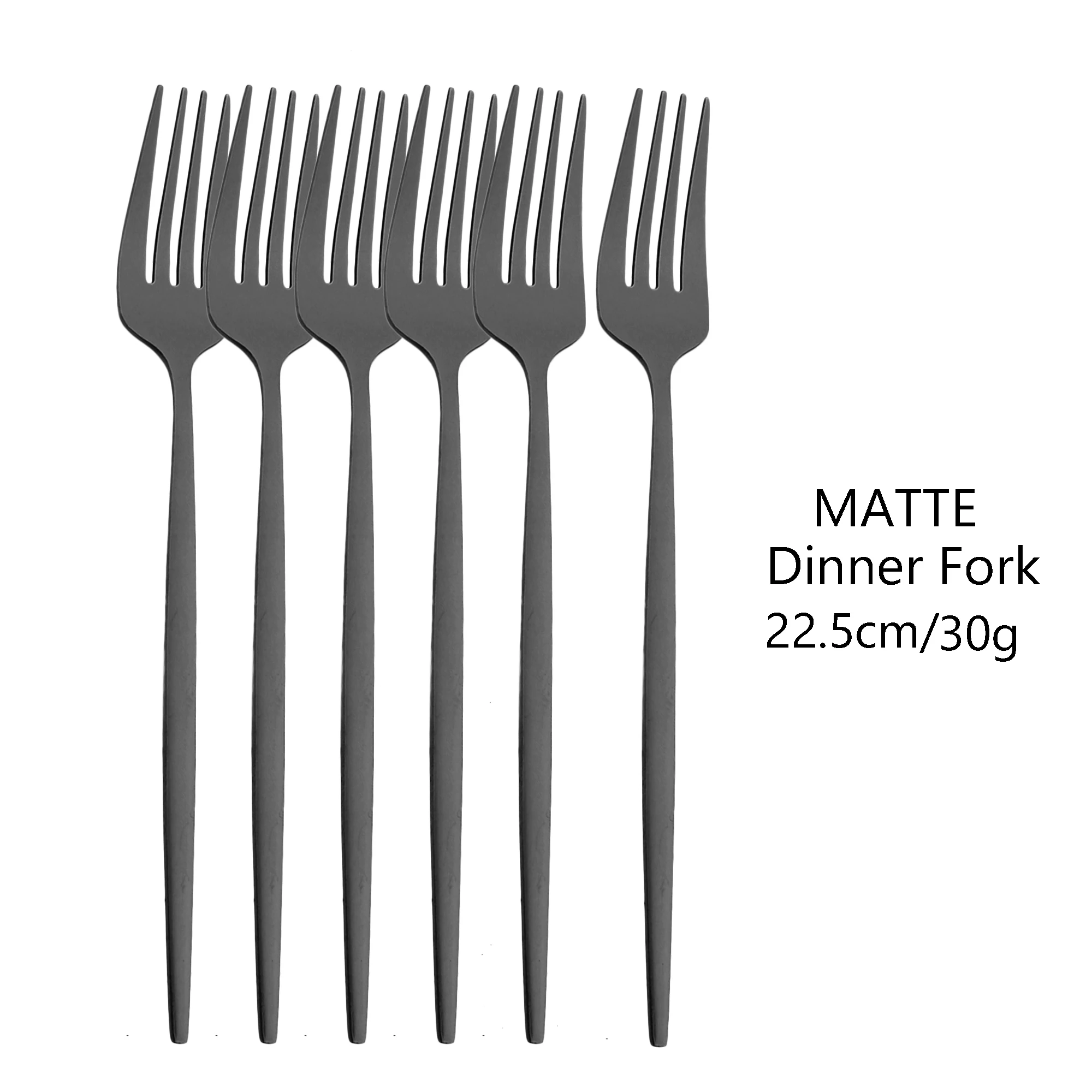 6Pcs Matte Dinner Forks Cutlery Black Stainless Steel Fork Flatware Kitchen Silverware Western Dinnerware Restaurant Fork Set