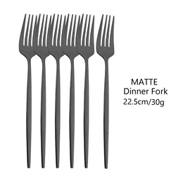 6Pcs Matte Dinner Forks Cutlery Black Stainless Steel Fork Flatware Kitchen Silverware Western Dinnerware Restaurant Fork Set