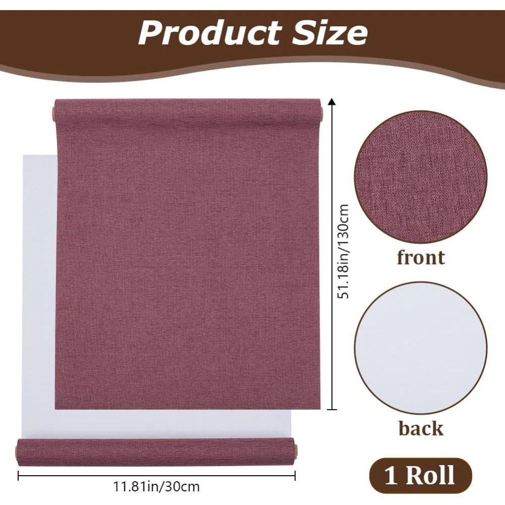 51x11.8 Inch Dark Reddish Purple Book Cloth Paper Backed for Book Cover Binding Weave Linen Fabric Surface Protector making kit