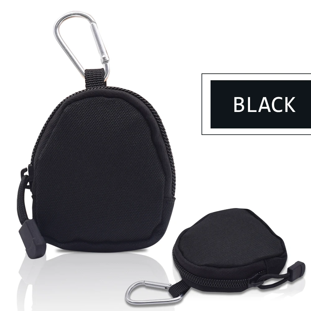 Tactical Earphone Storage Bag Outdoor EDC Zipper Coin Purse Portable Key Pouch with Carabiner