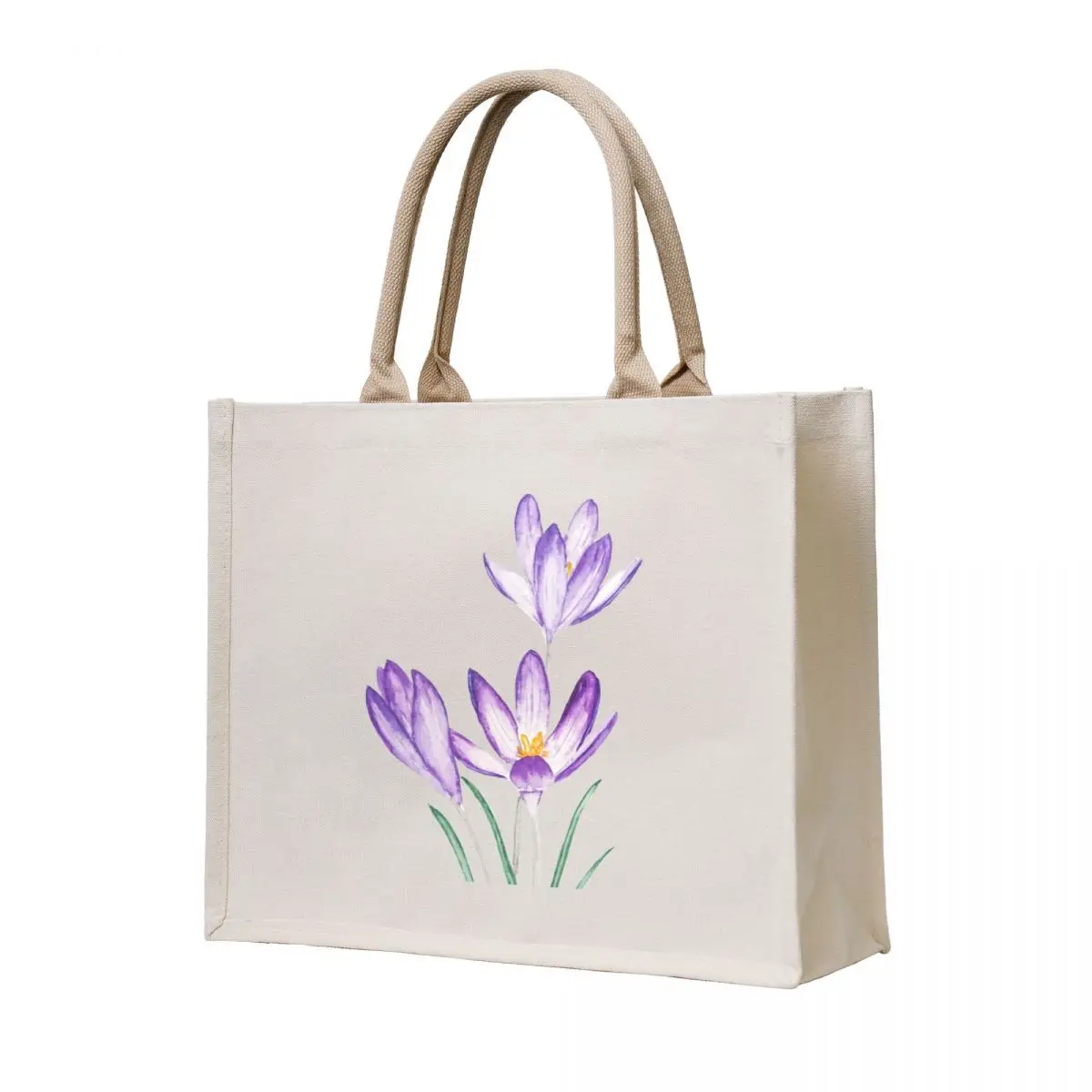 

hand painted purple crocus flower watercolor Tote Bag bags luxury women Woman shopper bag Reusable bags