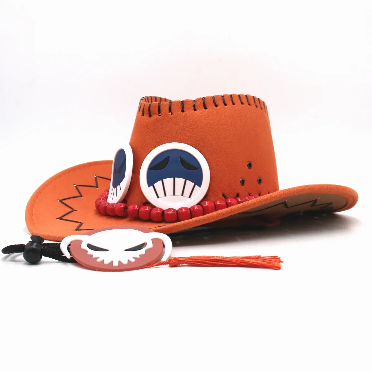 Adereços cosplay dos desenhos animados, chapéu de ás, cowboy ocidental, anime original, chapéu de rei do mar, camurça dos homens, chapéu de cowgirl,