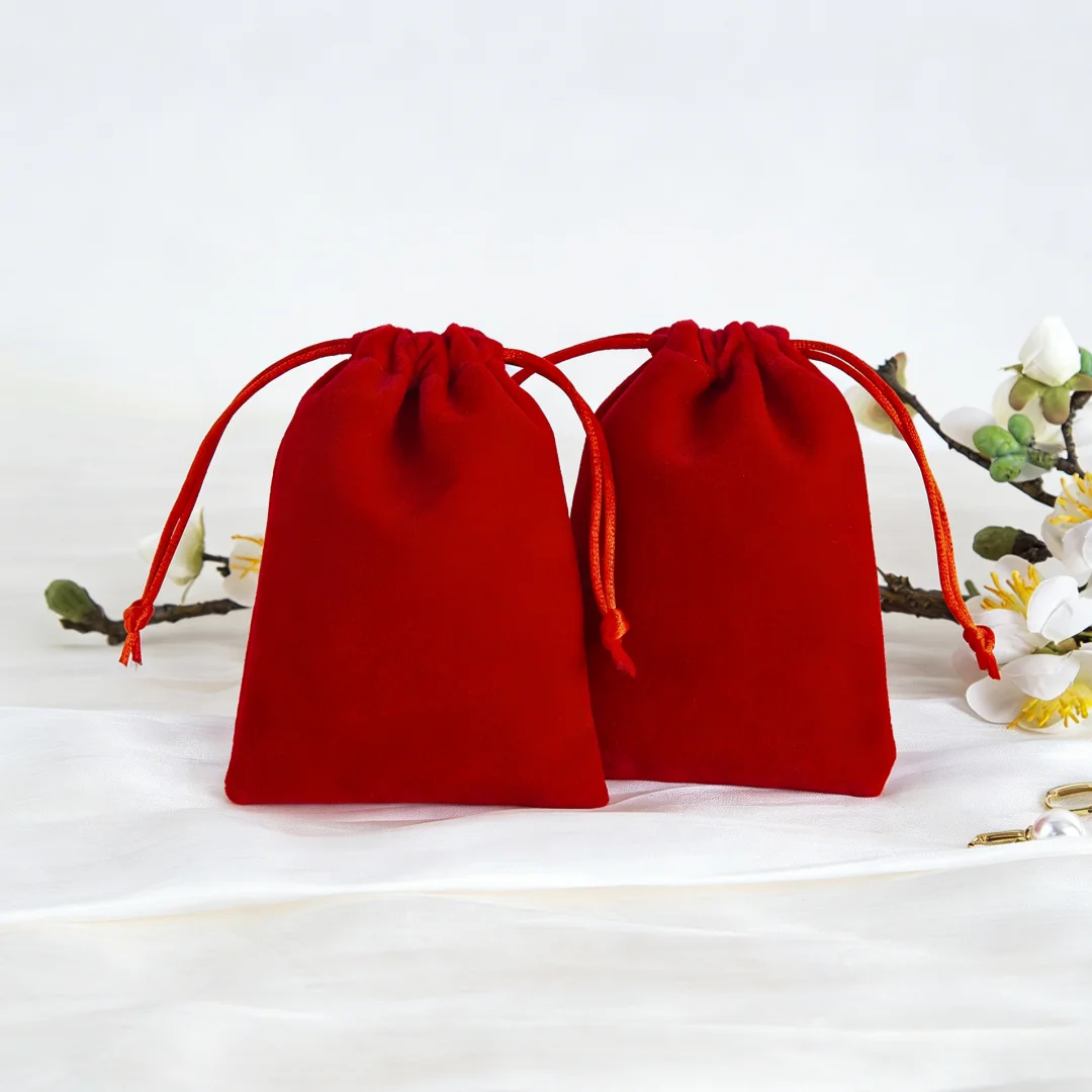 5Pcs Velvet Jewelry Package Bag Drawstring Reusable Jewelry Pouch Portable Storage Bag for Travel  Wedding Birthday Gift Giving