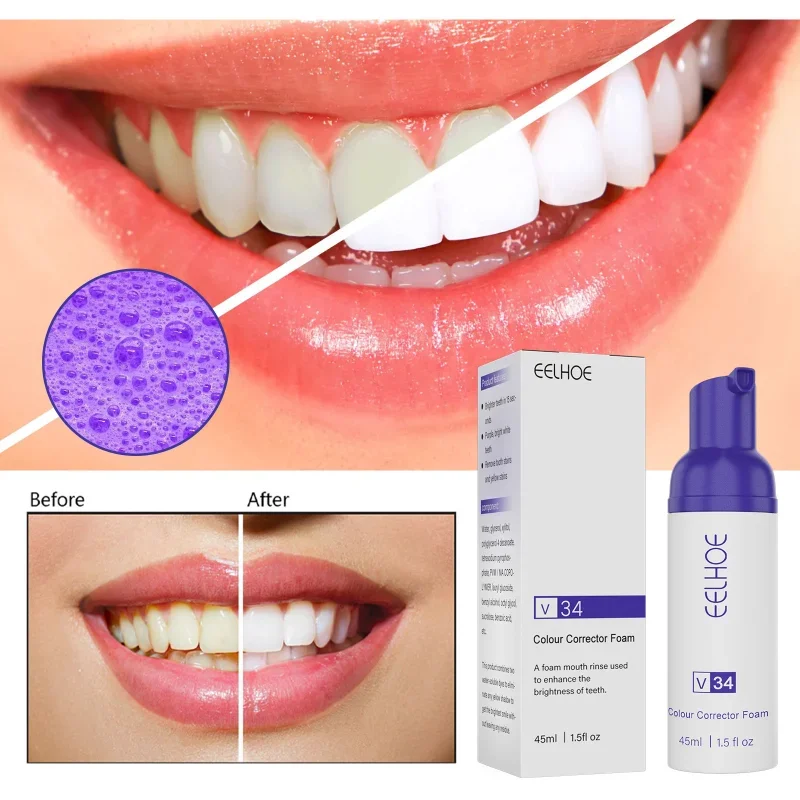 

V34 Teeth Whitening Mousse Cleaning Cigarette Stains Repair Bright Toothpaste Tartar Yellow Tooth Dental Plaque Fresh Breath