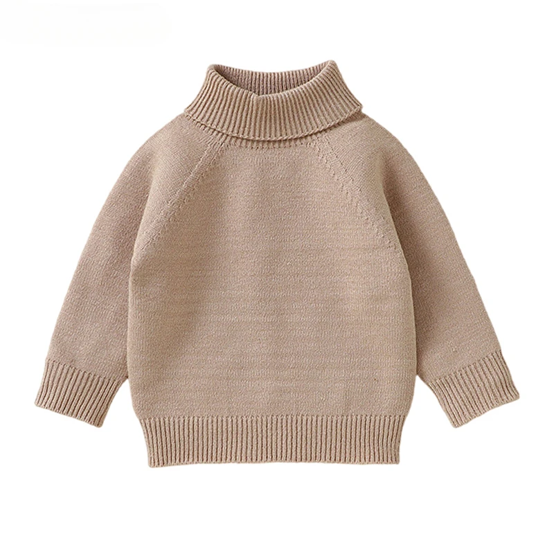 2024 New Boys Girls Turtleneck Sweater Knitted Autumn Winter Warm Children Clothes Solid Knit Pullovers Soft Sweaters Tops Shirt