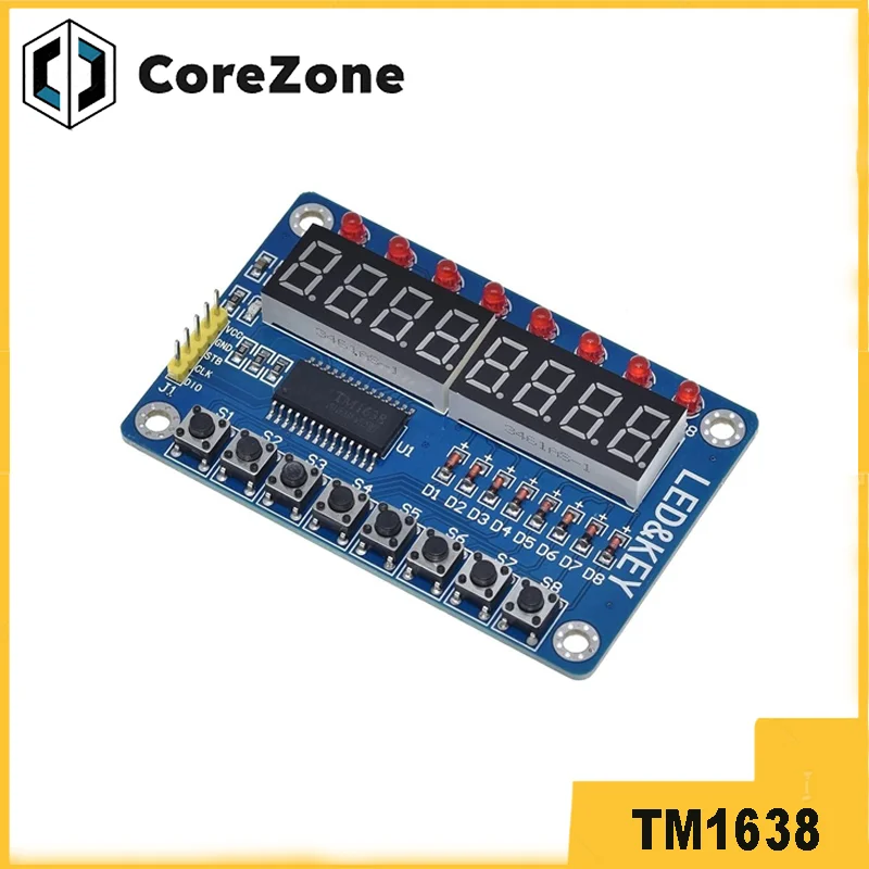 TM1638 8 Bits LED Digital Tube Keyboard Scan and Key Display Module