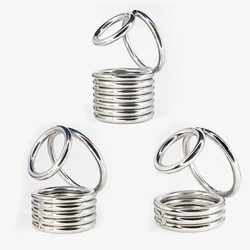 3 Levels Open Cock Ring & Ball Stretcher Stainless Steel Scrotum Pendant Testicle Penis Restraint Locking CBT Sex Toys For Men