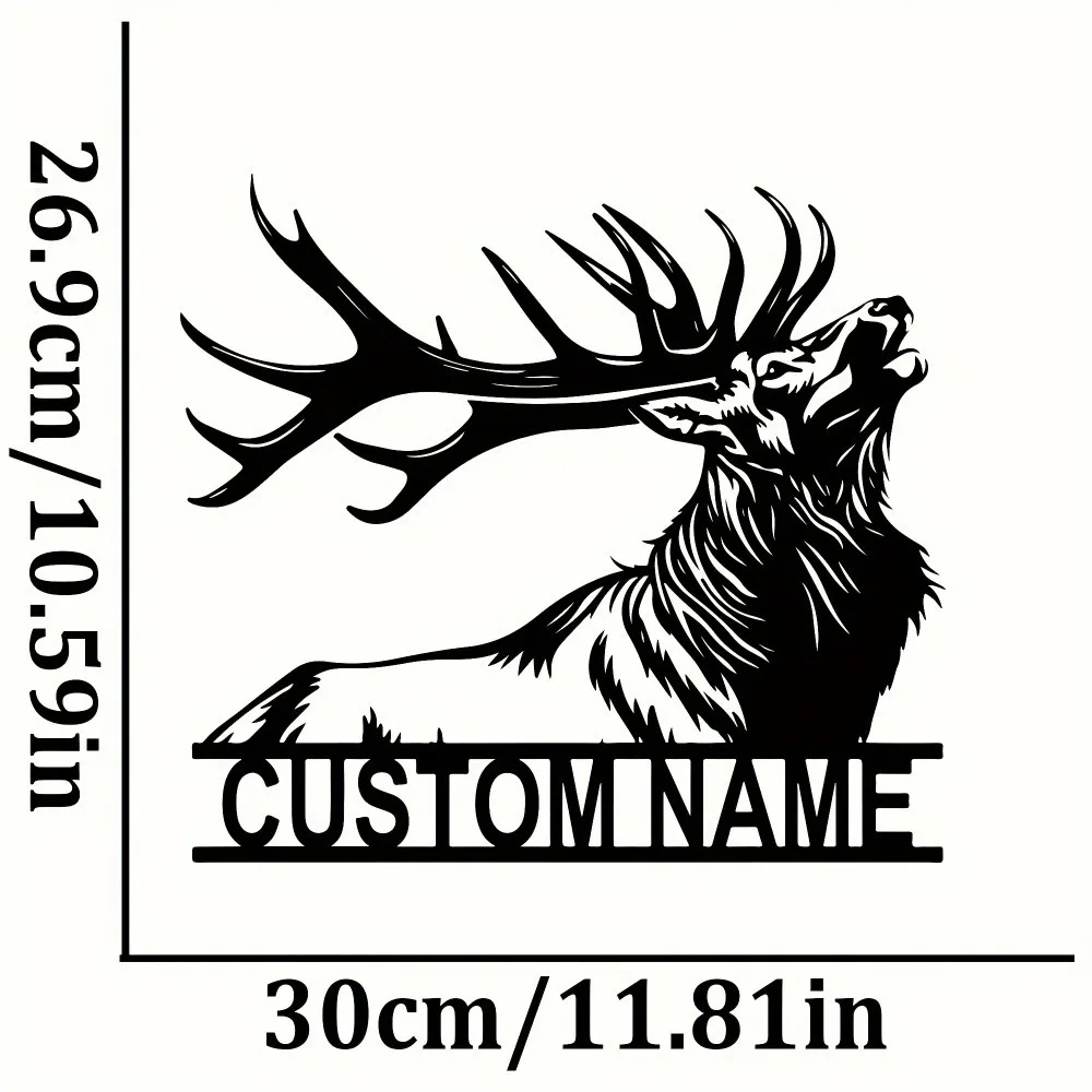 Custom Reindeer Silhouette Metal Wall Ornament Black Iron Matte Finish Adhesive Reusable Art Deco Indoor Sign Wall Sculpture