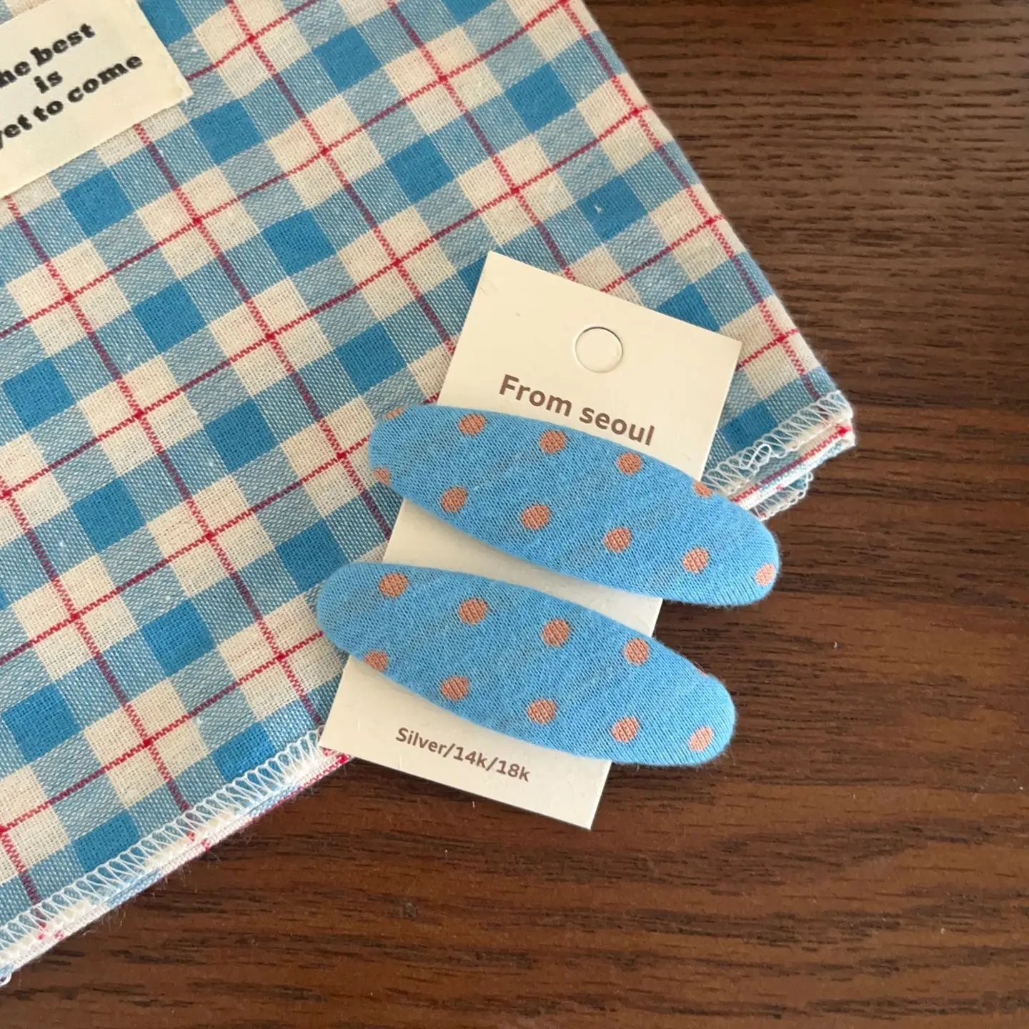 Clips 2 Pack Knit Polka Dot Oval Fabric Vintage Non Slip Adorable Multifunctional Barrettes for Side Bangs Hold Daily Wear