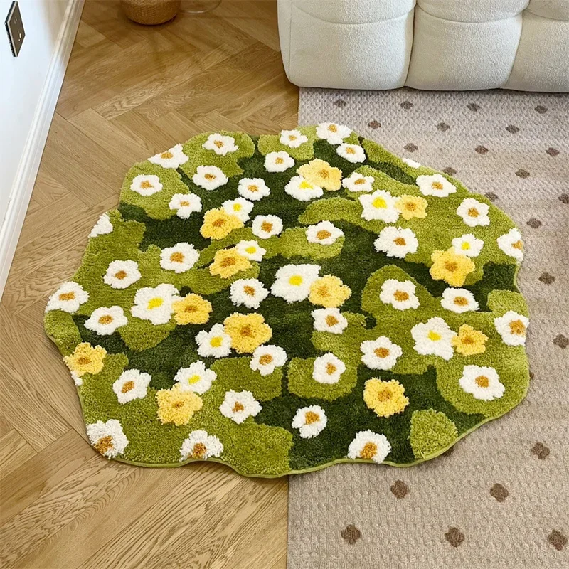 Tufting Lawn Moss Bathroom Mat Soft Bedroom Bedside Rug Meadow Green Plants Living Room Carpet Floor Mat Aesthetic Home Decor