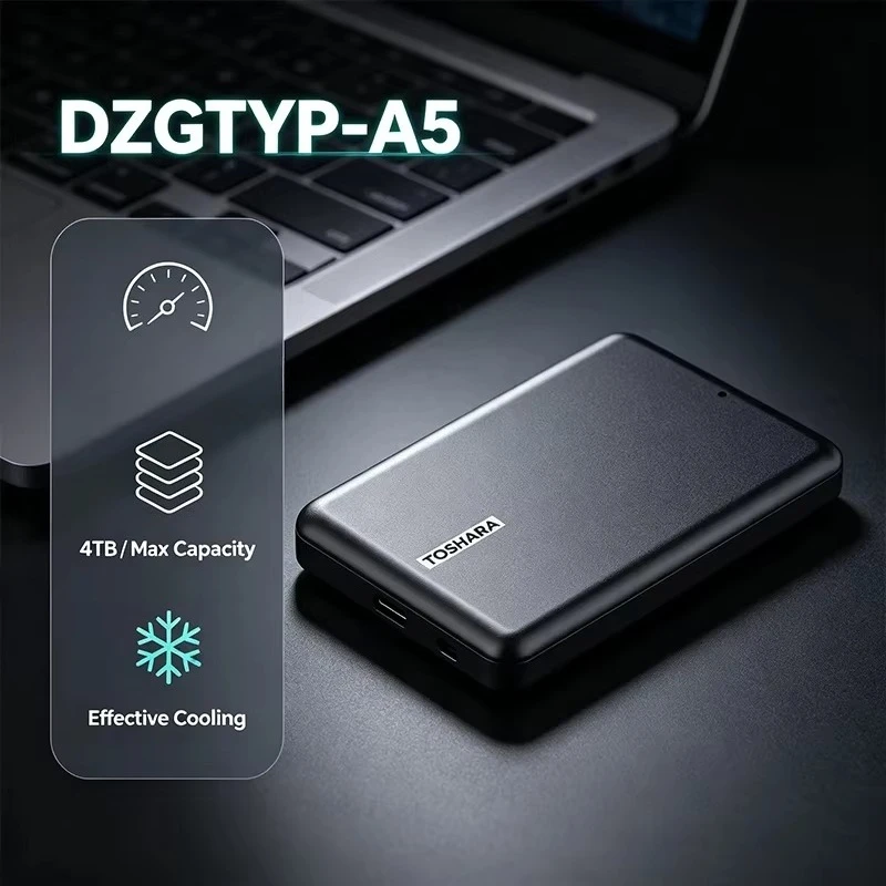 4TB 2TB 1TB 500GB TOSHARA A5 Portable SSD Encrypted Backup Original for Desktop Laptop Mac Boost Gaming Storage Pro
