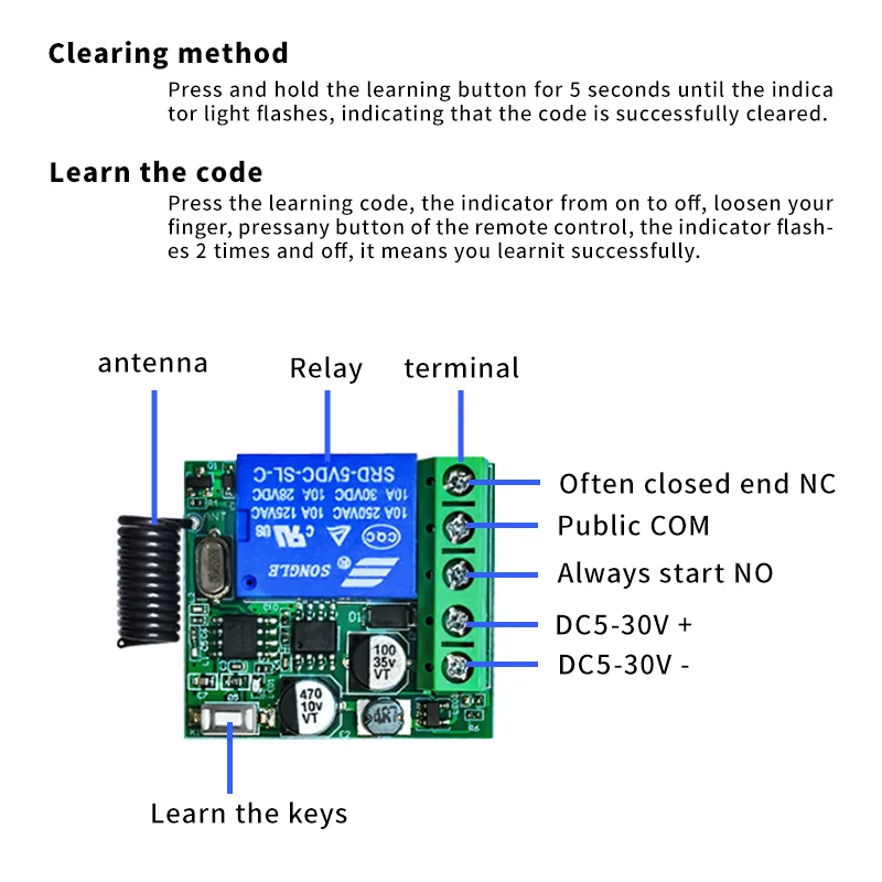 مفتاح تحكم عن بعد لاسلكي 433 ميجا هرتز تيار مستمر 12 فولت 1CH وحدة التتابع استقبال EV1527 استقبال التتابع وجهاز إرسال 2CH