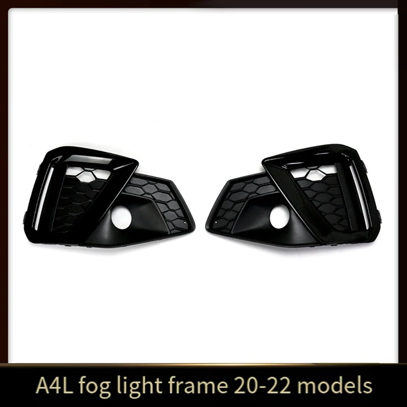 

Black Car Front Bumper Grille Fog Lamp Light Cover Grille For A4 A4L 20-21 Sport