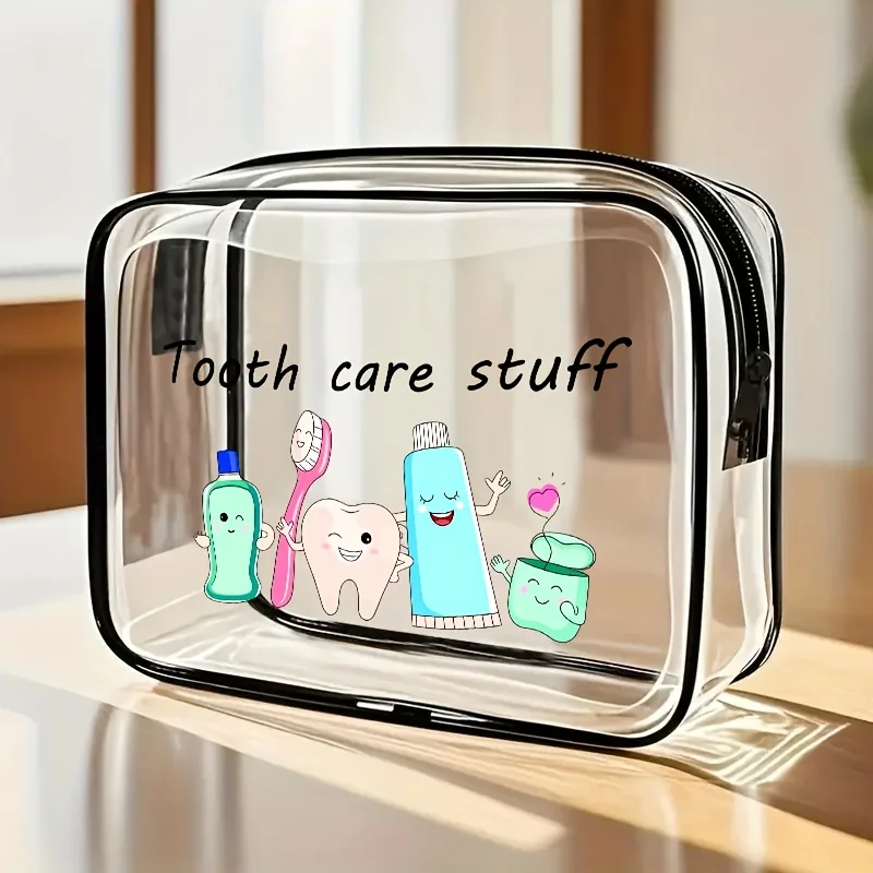

Minimalist Transparent Zipper Tote Bag Clear Travel Toiletry Organizer Makeup Pouch Durable Handle Travel Friendly Vacation Gift
