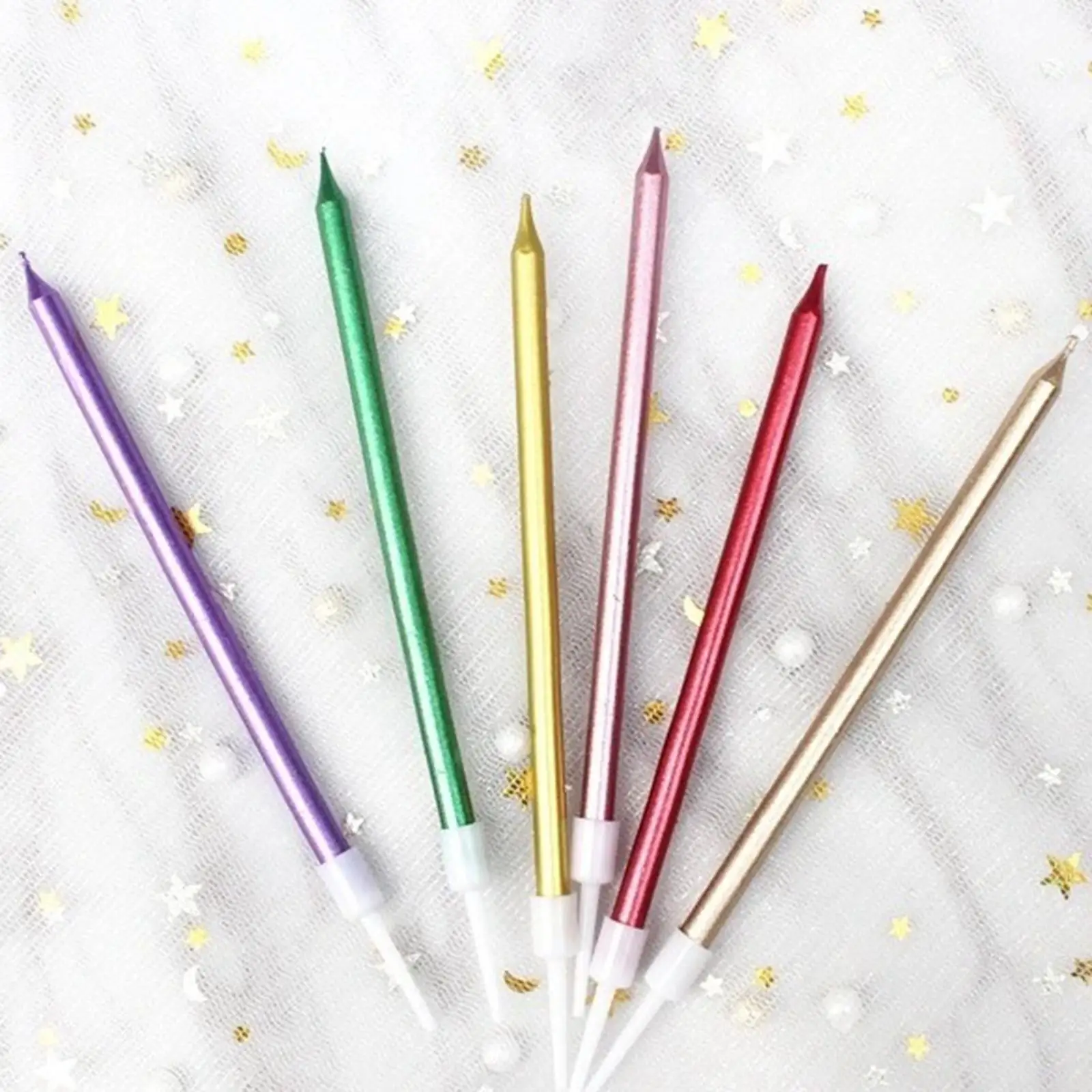 6pcs Birthday Candles Tall Cupcake Cake Toppers Long Party Anniversary