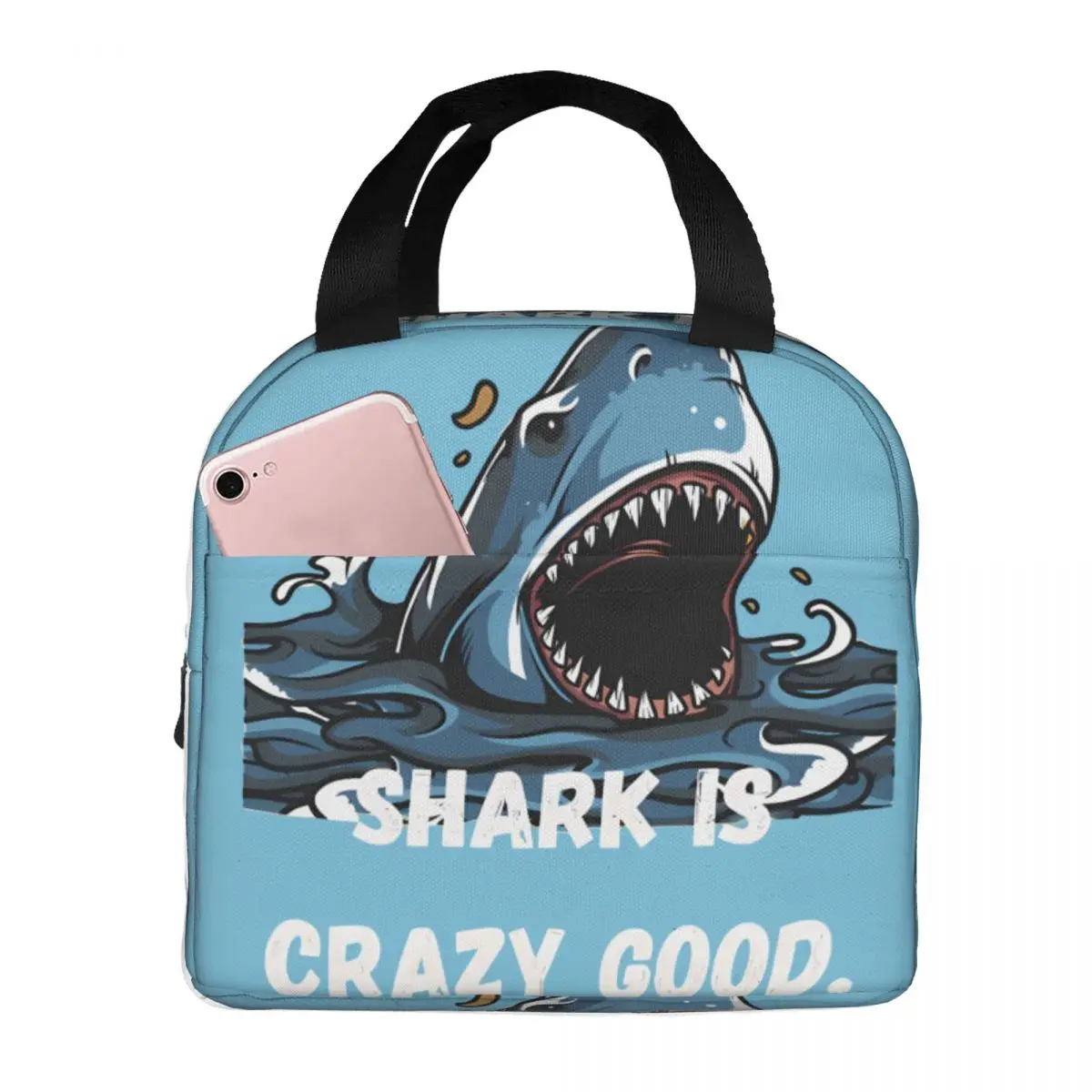 Female Bento Boxes Sea Cooler S-Shark Tale Large Capacity Travel Storage Bags For School