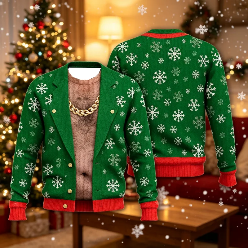Funny Bra Design Santa Christmas Ugly Sweater for Men 3d Print New in Pullover Sweatshirts Xmas Gift Hairy Belly Jumper Tops