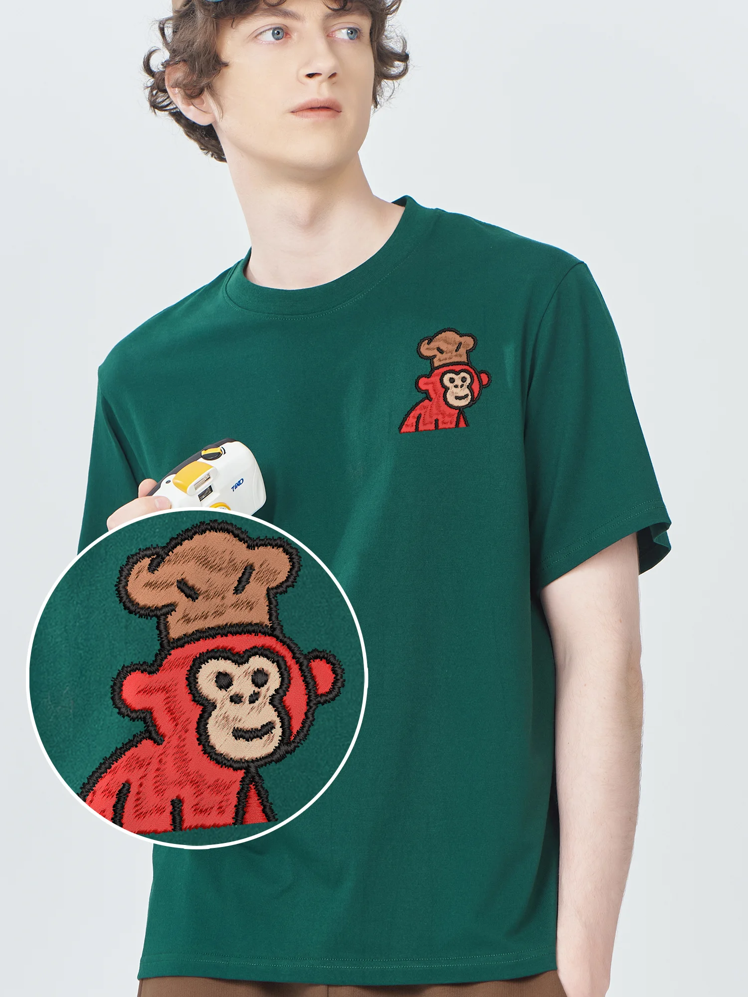 

Men Women Embroidered Tshirts Monkey Chef Luxury Designer T-Shirt Cotton Oversized Trendy Embroidery Camiseta