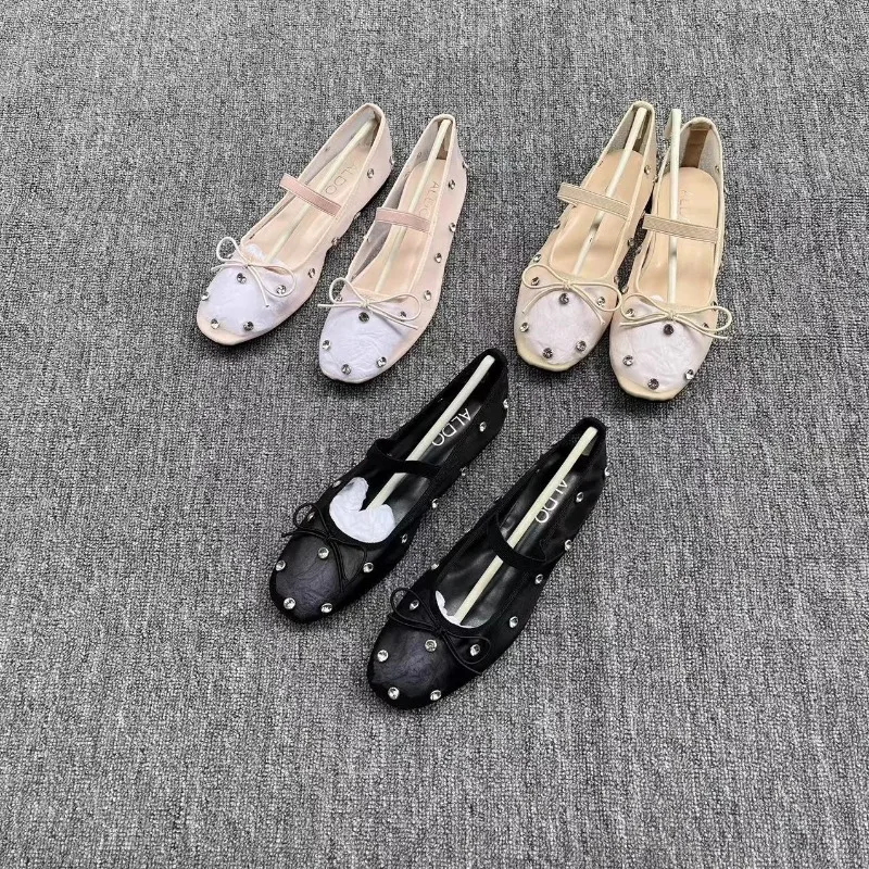 

New Women's Mary Jane Shoes Exquisite Air Mesh Casual Shoes for Woman Fashion Rhinestone Flat Shoe Designer Shoes Zapatos Mujer