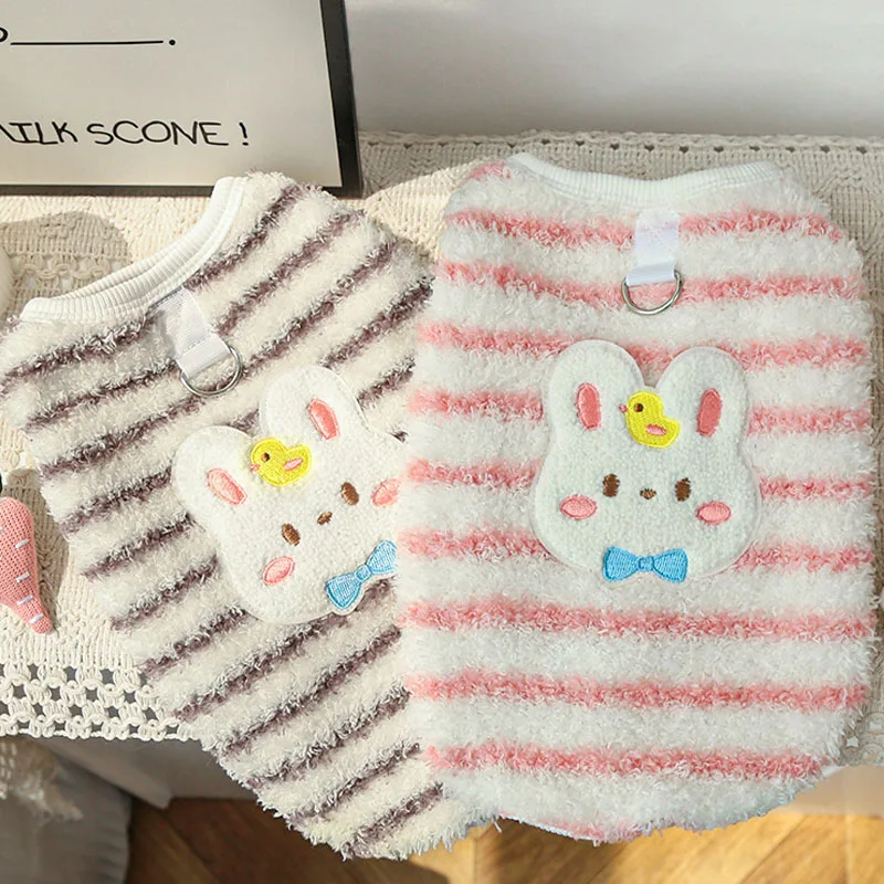 

Fleece Sleeveless Hoodies Winter Striped Clothing Pullovers Dog Clothes For Small Medium Dogs Chiwawa York Puppy Sweatshirt Vest