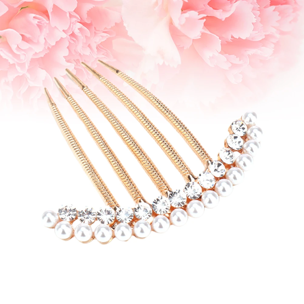 

Pearl Rhinestone Hair Comb Elegant Bridal Hairpin Alloy Insertion Beautiful Decor Prom Wedding Party Accessories