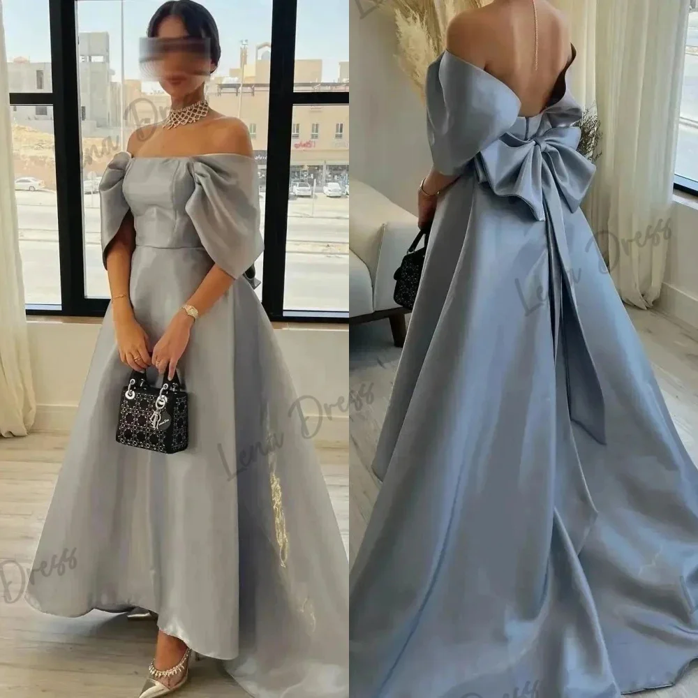 

Lena Line A Saudi Evening Dresses 2024 Luxury Elegant Party Dresses for Women Luxury Dress for Weddings Short Sleeves Satin Prom